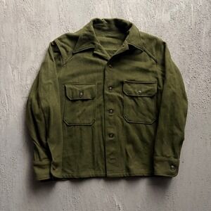Vintage US Military OG-108 Wool Field Shirt Medium Green 1950s Korean War Era